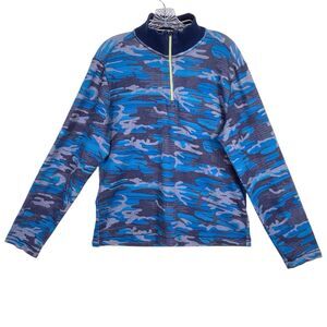 ROBERT GRAHAM Street Circuit Quarter Zip Pullover Size Medium Camo Blue
